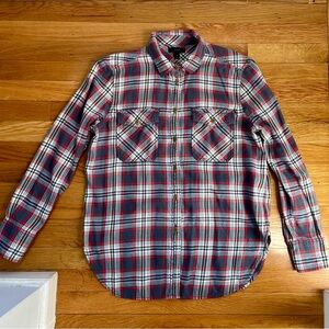 J. Crew Gray and Red Plaid Casual Shirt, please read description! :)
